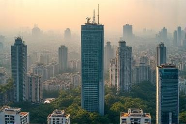 Aerial view of Delhi business district representing growth